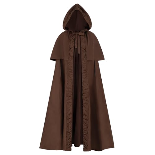CR ROLECOS Brauner Umhang mit Kapuze für Damen, langer Kapuzenumhang aus Wildleder, mittelalterlicher Renaissance-Umhang, Halloween-Kostüme, Größe M CR ROLECOS Brauner Umhang mit Kapuze für Damen, langer Kapuzenumhang aus Wildleder, mittelalterlicher Renaissance-Umhang, Halloween-Kostüme, Größe M von CR ROLECOS