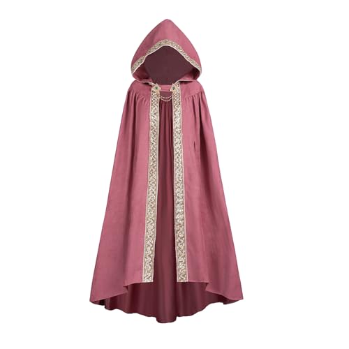 CR ROLECOS Damen Umhang mit Kapuze Renaissance Mittelalter Hexe Umhang Erwachsene Cosplay Umhang Kostüm für Halloween, Magenta, S CR ROLECOS Damen Umhang mit Kapuze Renaissance Mittelalter Hexe Umhang Erwachsene Cosplay Umhang Kostüm für Halloween, Magenta, S von CR ROLECOS