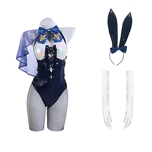 CR ROLECOS Eula Cosplay Bunny Kostüm Frauen 2 Stücke Bodysuit Bunny Cosplay Set mit Ohren XL von CR ROLECOS