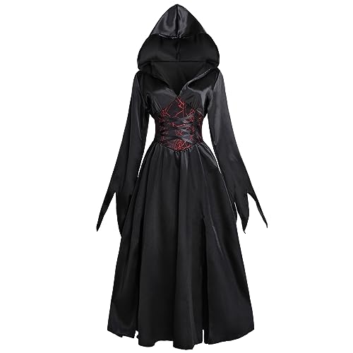 CR ROLECOS Hexen kostüm Umhang schwarz Halloween Cosplay Zombie Kostüm Hexe witches Kleid,Damen Langarm Mittelalter Kleid Gothic Retro Kleid XL CR ROLECOS Hexen kostüm Umhang schwarz Halloween Cosplay Zombie Kostüm Hexe witches Kleid,Damen Langarm Mittelalter Kleid Gothic Retro Kleid XL von CR ROLECOS