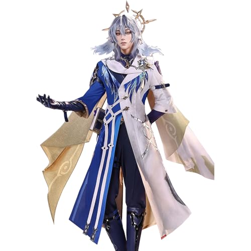 CR ROLECOS Honkai Star Rail Cosplay Sunday Neue Haut Cosplay mit Perücke Kopfschmuck Sunday Kostüm Outfit Spiel Charakter Halloween Karneval Party Dress Up Anzug L von CR ROLECOS