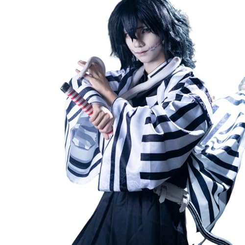 CR ROLECOS Iguro Obanai Cosplay Anime Iguro Obanai Kostüm Outfit Halloween Party Kimono Streifen Uniform Volles Set XL CR ROLECOS Iguro Obanai Cosplay Anime Iguro Obanai Kostüm Outfit Halloween Party Kimono Streifen Uniform Volles Set XL von CR ROLECOS