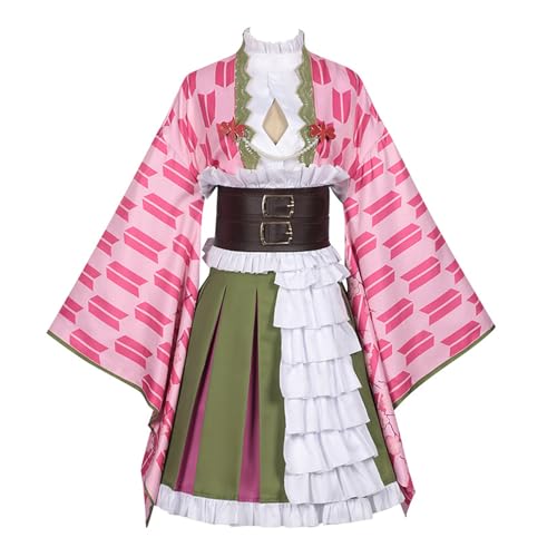 CR ROLECOS Kanroji Mitsuri Cosplay Kostüm Mitsuri Kanroj Outfit Uniform Komplettset –5. Jahrestag Cosplay Kleid für Frauen (Halloween/Karneval) L von CR ROLECOS