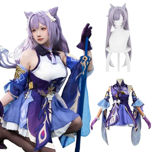 CR ROLECOS Kenshin Keqing Cosplay Kostüm Keqing Outfit Charaktere Uniform Kleid Full Set Halloween Dress Up Anzug mit Perücke XXL CR ROLECOS Kenshin Keqing Cosplay Kostüm Keqing Outfit Charaktere Uniform Kleid Full Set Halloween Dress Up Anzug mit Perücke XXL von CR ROLECOS