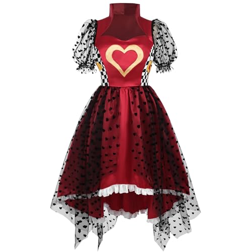 CR ROLECOS Königin der Herzen Kostüm für Damen, Deluxe-Puffärmel, rotes Königin-Kostüm, Kleid, Halloween, Cosplay, Größe L CR ROLECOS Königin der Herzen Kostüm für Damen, Deluxe-Puffärmel, rotes Königin-Kostüm, Kleid, Halloween, Cosplay, Größe L von CR ROLECOS