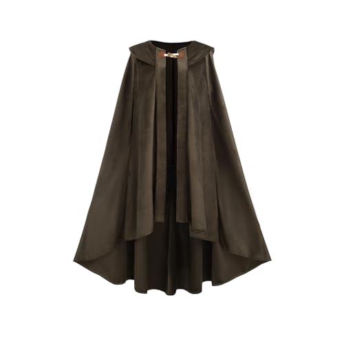 CR ROLECOS Mittelalter Umhang mit Kapuze Cape Damen Renaissance Kapuzenumhang Vampir Kostüm Halloween Umhang Kostüm Mantel Weihnachten Karneval Grün M von CR ROLECOS