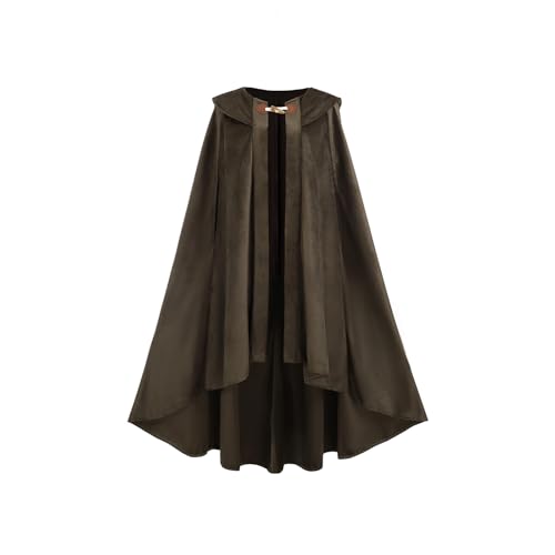 CR ROLECOS Mittelalter Umhang mit Kapuze Cape Damen Renaissance Kapuzenumhang Vampir Kostüm Halloween Umhang Kostüm Mantel Weihnachten Karneval Grün M von CR ROLECOS