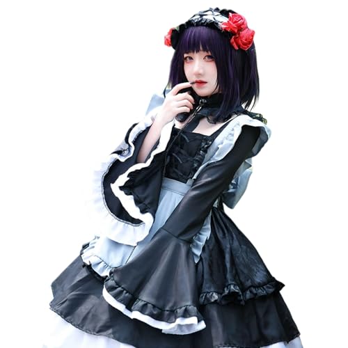 CR ROLECOS My Dress-Up Darling Cosplay Kitagawa Marin Kuroe Shizuku Kostüme Dienstmädchenkleid Halloween Partykleid mit Perücke M von CR ROLECOS