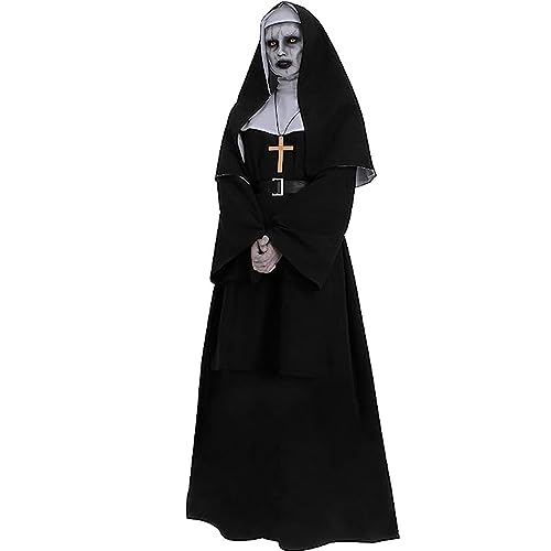 CR ROLECOS Nonnen Kostüm Damen, Faschingskostüme Damen Nonne für Erwachsene Kleidung XXL von CR ROLECOS