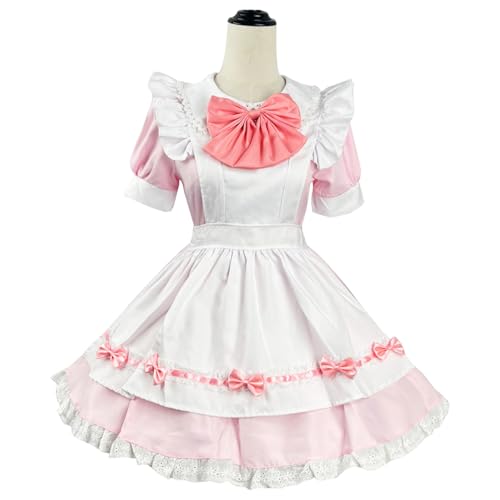 CR ROLECOS Pinkes Dienstmädchen-Outfit, Kostüm, japanisches Frauenmädchenkleid, viktorianisches Lolita-Kleid, Schürze mit Kopfbedeckung, Halloween-Kostüme, kurze Ärmel, Größe M CR ROLECOS Pinkes Dienstmädchen-Outfit, Kostüm, japanisches Frauenmädchenkleid, viktorianisches Lolita-Kleid, Schürze mit Kopfbedeckung, Halloween-Kostüme, kurze Ärmel, Größe M von CR ROLECOS