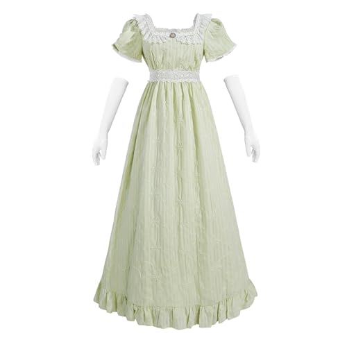 CR ROLECOS Regency Dresses Viktorianisches Empire-Kleid für Damen, Bridgerton Teeparty, Puffärmel, Kostüm, Kleid mit Handschuhen, Grün , Medium CR ROLECOS Regency Dresses Viktorianisches Empire-Kleid für Damen, Bridgerton Teeparty, Puffärmel, Kostüm, Kleid mit Handschuhen, Grün , Medium von CR ROLECOS