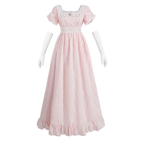 CR ROLECOS Regency Dresses Viktorianisches Empire-Kleid für Damen, Bridgerton Teeparty, Puffärmel, Kostüm, Kleid mit Handschuhen, Pink, X-Large CR ROLECOS Regency Dresses Viktorianisches Empire-Kleid für Damen, Bridgerton Teeparty, Puffärmel, Kostüm, Kleid mit Handschuhen, Pink, X-Large von CR ROLECOS