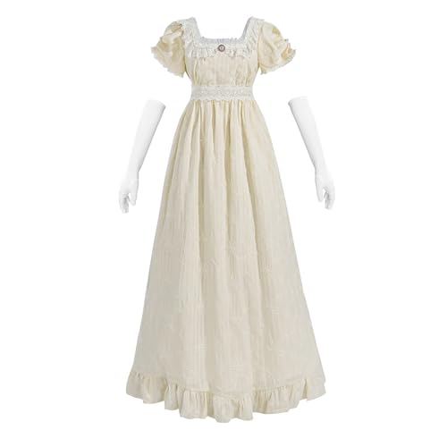 CR ROLECOS Regency Dresses Viktorianisches Empire-Kleid für Damen, Bridgerton Teeparty, Puffärmel, Kostüm, Kleid mit Handschuhen, gelb, Large CR ROLECOS Regency Dresses Viktorianisches Empire-Kleid für Damen, Bridgerton Teeparty, Puffärmel, Kostüm, Kleid mit Handschuhen, gelb, Large von CR ROLECOS