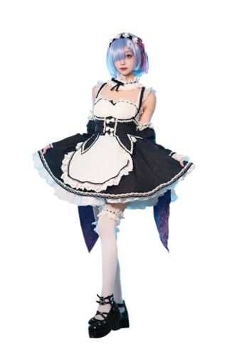 CR ROLECOS Re Life In A Different World From Zero Maid Cosplay Rem Ram Cosplay Kostüm Outfit Uniform Komplettset Halloween Karneval Dress Up M CR ROLECOS Re Life In A Different World From Zero Maid Cosplay Rem Ram Cosplay Kostüm Outfit Uniform Komplettset Halloween Karneval Dress Up M von CR ROLECOS