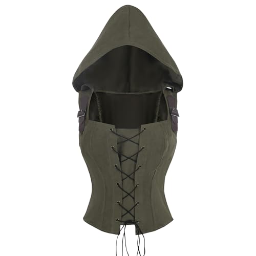 CR ROLECOS Renaissance Korsett-Weste für Damen, Schnürung, ärmellos, Piraten-Gothic-Stil, mit Kapuze, Grün, Größe XXL CR ROLECOS Renaissance Korsett-Weste für Damen, Schnürung, ärmellos, Piraten-Gothic-Stil, mit Kapuze, Grün, Größe XXL von CR ROLECOS