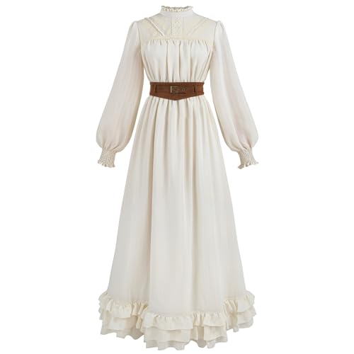 CR ROLECOS Renaissance-Kostüm für Damen, mittelalterliches Feenkleid mit Gürtel, weiß, viktorianische Kleider für Damen, Größe M CR ROLECOS Renaissance-Kostüm für Damen, mittelalterliches Feenkleid mit Gürtel, weiß, viktorianische Kleider für Damen, Größe M von CR ROLECOS