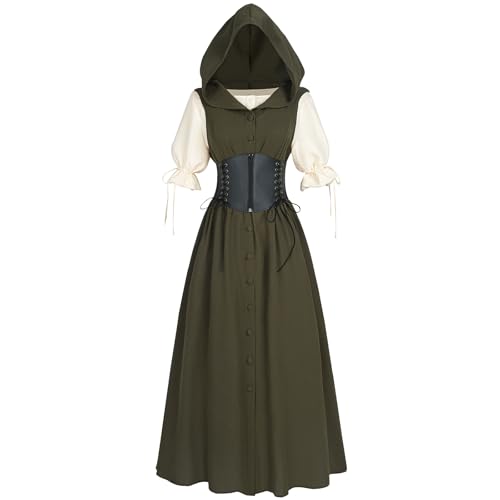 CR ROLECOS Renaissance-Kostüm für Damen, mittelalterliches viktorianisches Kleid, Feenkostüme, Elfenkostüme, Wikinger-Kleid mit Gürtel, für Halloween, Größe L CR ROLECOS Renaissance-Kostüm für Damen, mittelalterliches viktorianisches Kleid, Feenkostüme, Elfenkostüme, Wikinger-Kleid mit Gürtel, für Halloween, Größe L von CR ROLECOS