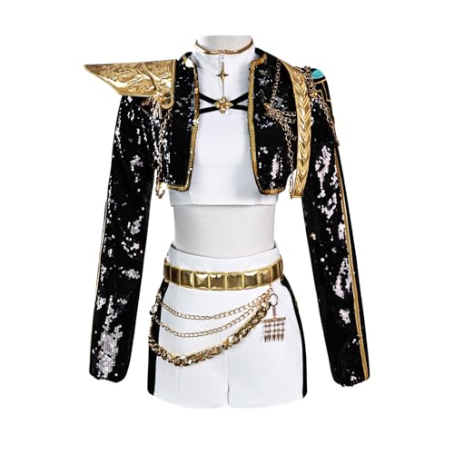 CR ROLECOS Rumi Cosplay Demon Hunters Cosplay Rumi Kostüm Outfit Bühnenkostüme Spielfigur Rumi Uniform Komplettes Set Dress Up Anzug Halloween Party Karneval XXL von CR ROLECOS