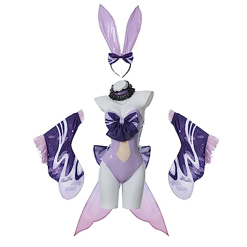 CR ROLECOS Sangonomiya Kokomi Cosplay Bunny Kostüm Frauen 2 Stücke Bodysuit Bunny Cosplay Set mit Ohren L von CR ROLECOS