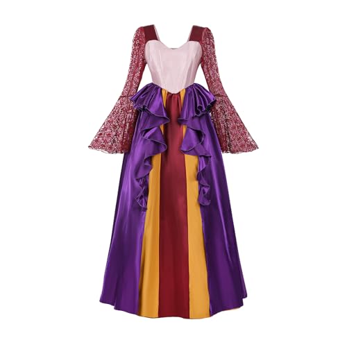 CR ROLECOS Sarah Sanderson Cosplay Kostüm Damen Verrückt Hexe Sarah Sanderson Uniform Kleid Halloween Hexen Cosplay Outfit Kleid Rosa XL von CR ROLECOS