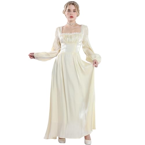CR ROLECOS Viktorianisches Damenkleid, langärmelig, Regency-Ballkleid, Hellgelb, Klein CR ROLECOS Viktorianisches Damenkleid, langärmelig, Regency-Ballkleid, Hellgelb, Klein von CR ROLECOS