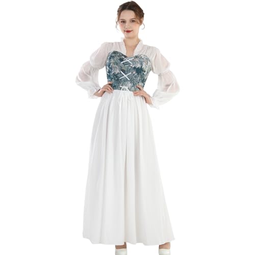CR ROLECOS Viktorianisches Kleid Prinzessin kleid Mittelalter Rokoko Kleid Kostüm Damen Bodenlänge Kleider Karneval, partykleid S von CR ROLECOS
