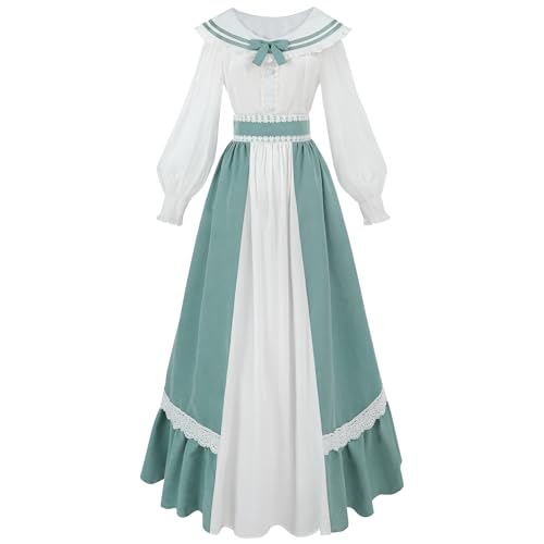 CR ROLECOS Viktorianisches Kleid für Damen, 18. Jahrhundert, 2-teiliges Renaissance-Kostüm, edwardianisches Kleid mit Taschen, Größe XL von CR ROLECOS