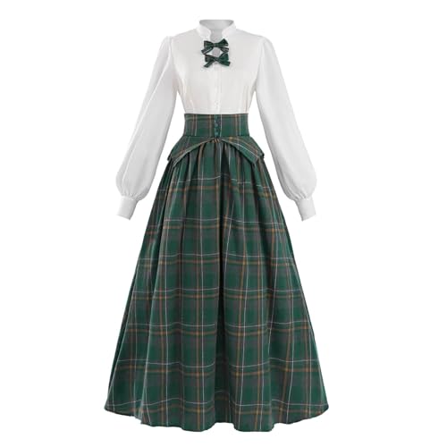 CR ROLECOS Viktorianisches Kleid für Damen, 18. Jahrhundert, Edwardianisches Kostüm, 2-teilig, Renaissance-Blusenrock, Ballkleider, weiß / grün, 42 CR ROLECOS Viktorianisches Kleid für Damen, 18. Jahrhundert, Edwardianisches Kostüm, 2-teilig, Renaissance-Blusenrock, Ballkleider, weiß / grün, 42 von CR ROLECOS