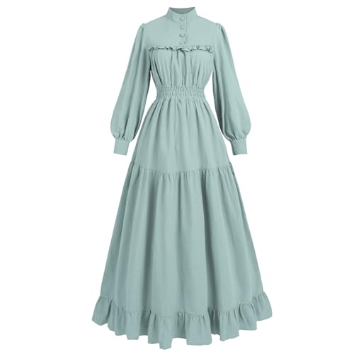 CR ROLECOS Viktorianisches Kleid für Damen, langärmelig, edwardianisches Kleid, mittelalterliches Renaissance-Kostüm, hellblaues Kleid, Größe XXL CR ROLECOS Viktorianisches Kleid für Damen, langärmelig, edwardianisches Kleid, mittelalterliches Renaissance-Kostüm, hellblaues Kleid, Größe XXL von CR ROLECOS