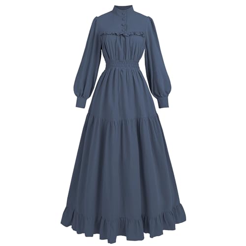 CR ROLECOS Viktorianisches Kleid für Damen – Vintage Mittelalter Langarm Edwardian Gothic Renaissance Kostüm Marineblau XXL CR ROLECOS Viktorianisches Kleid für Damen – Vintage Mittelalter Langarm Edwardian Gothic Renaissance Kostüm Marineblau XXL von CR ROLECOS