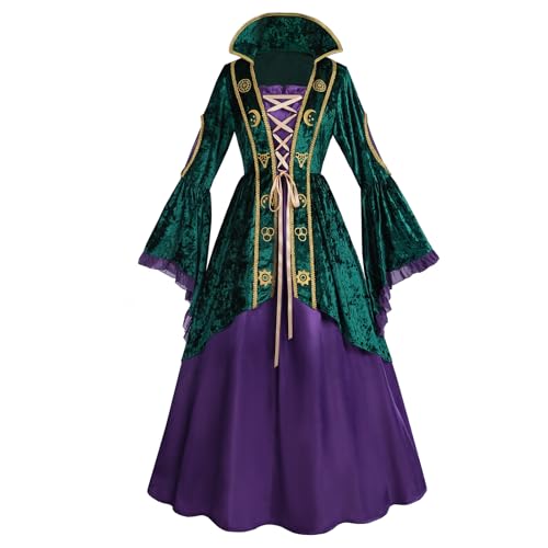 CR ROLECOS Winifred Sanderson Cosplay Winifred Sanderson Kostüme Kleid Halloween Mittelalterliches Hexen Cosplay Kostüm Für Frauen Grün M von CR ROLECOS