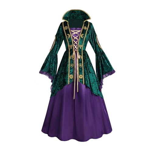 CR ROLECOS Winifred Sanderson Cosplay Winifred Sanderson Kostüme Kleid Halloween Mittelalterliches Hexen Cosplay Kostüm Für Frauen Grün XXL von CR ROLECOS