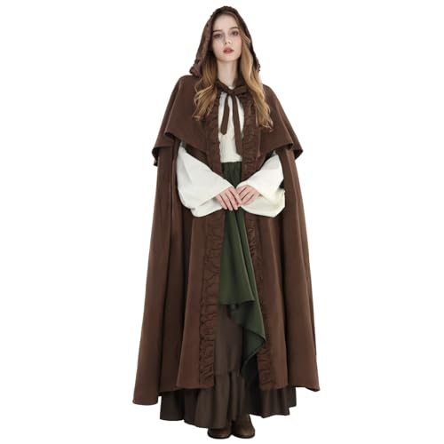 CR ROLEOCS Umhang Hooded Robe Cloak Vampir Umhang Vampir Cape Kapuzenumhang Halloween für Halloween Karneval Cosplay Braun M CR ROLEOCS Umhang Hooded Robe Cloak Vampir Umhang Vampir Cape Kapuzenumhang Halloween für Halloween Karneval Cosplay Braun M von CR ROLECOS