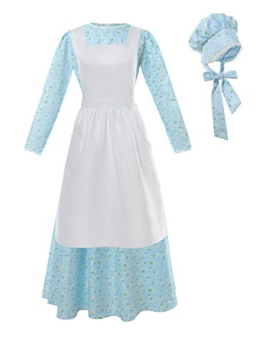 ROLECOS Pioneer Kostüm Kleid Damen Amerikanische Historische Kleidung bescheidene Prärie Kolonial Kleid Hellblau S ROLECOS Pioneer Kostüm Kleid Damen Amerikanische Historische Kleidung bescheidene Prärie Kolonial Kleid Hellblau S von CR ROLECOS
