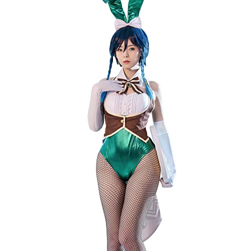 CR ROLECOS Venti Cosplay Bunny Kostüm Frauen Cosplay Set mit Ohren Genshin Impact Bunny Kostüm Cosplay Kostüm L von CR ROLECOS