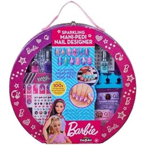 CRA-Z-ART 34070 Sparkling Mani Nageldesigner-Babrie-Tragetasche, Beauty-Set mit Nagellack, Pedi Soak und Nagelaufklebern, offizielles Barbie-Merchandise-Produkt, Each von CRA-Z-ART