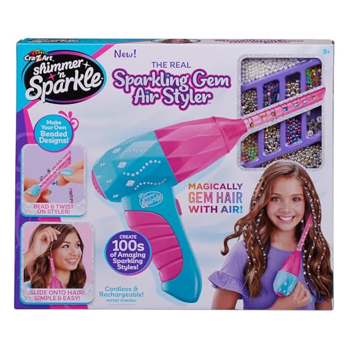 CRA-Z-ART Shimmer N Sparkle Air-Styler mit echten funkelnden Edelsteinen, zum Erstellen von Perlenfäden für Kinderhaare, Geschenk für Mädchen ab 8 Jahren von CRA-Z-ART
