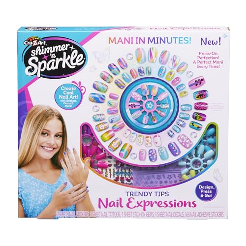 CRA-Z-ART Shimmer N Sparkle Trendy Tips Nail Expressions Press on Nails mit Aufklebern und Edelsteinen von CRA-Z-ART