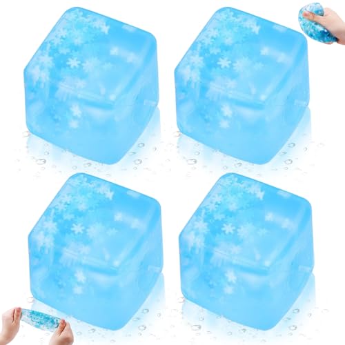 Stressball für Kinder und Erwachsene,Großes Eiswürfel Fidget Toys,Squishy Antistressball Anti Stress Spielzeug,Fidget Cube Stressbälle Baby Spielzeug,Blau Cube mit Stern Squeeze Toy (3 Stück) von CRADMPAT