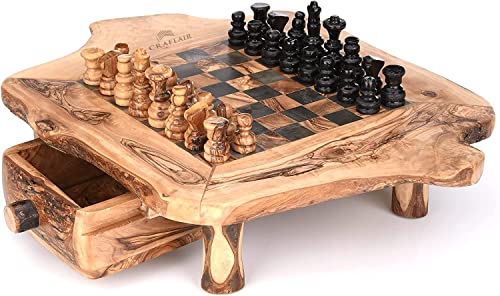 CRAFLAIR ~ INTELLIGENTE ~ 33 cm ~ Schachspiel Holz Hochwertig ~ Olivenholz Schachbrett Handgefertigt ~ mit Schachfiguren Olivenholz ~ Schach Holz ~ Spiele Erwachsene CRAFLAIR ~ INTELLIGENTE ~ 33 cm ~ Schachspiel Holz Hochwertig ~ Olivenholz Schachbrett Handgefertigt ~ mit Schachfiguren Olivenholz ~ Schach Holz ~ Spiele Erwachsene von CRAFLAIR