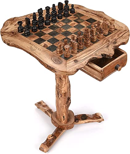 CRAFLAIR ~ INTELLIGENTE ~ Schachtisch ~ 50 * 61 cm ~ Schachspiel Holz Hochwertig ~ Schach Tisch Möbel aus Olivenholz ~ Deluxe-Schachbrett Holz CRAFLAIR ~ INTELLIGENTE ~ Schachtisch ~ 50 * 61 cm ~ Schachspiel Holz Hochwertig ~ Schach Tisch Möbel aus Olivenholz ~ Deluxe-Schachbrett Holz von CRAFLAIR