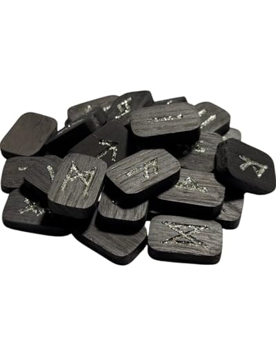 CRAFTERIAN Runen-Set, silberfarben, glitzernd, aus Holz, 25 handgefertigte Runen aus Eichenholz mit Glitzer-Finish für Wahrsagung und spirituelle Praktiken CRAFTERIAN Runen-Set, silberfarben, glitzernd, aus Holz, 25 handgefertigte Runen aus Eichenholz mit Glitzer-Finish für Wahrsagung und spirituelle Praktiken von CRAFTERIAN