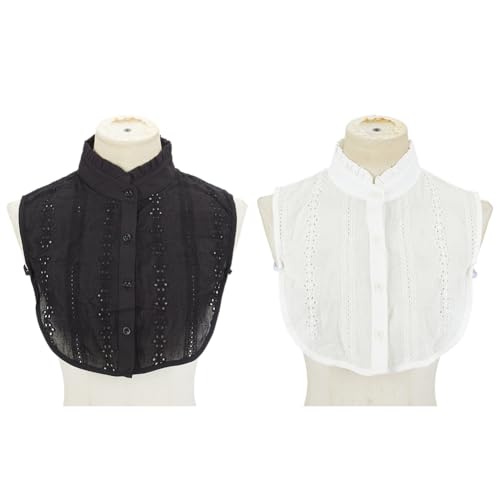 CRAFTYMELODY 2 Stück 2 Farbiger Abnehmbarer Falscher Kragen Weiß/Schwarz Aus Reiner Baumwolle Jacquard Kunstkragen Halbes Hemd Falsche Dickey Kragen Hohler Victoria Kunsthals CRAFTYMELODY 2 Stück 2 Farbiger Abnehmbarer Falscher Kragen Weiß/Schwarz Aus Reiner Baumwolle Jacquard Kunstkragen Halbes Hemd Falsche Dickey Kragen Hohler Victoria Kunsthals von CRAFTYMELODY