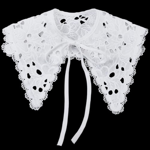 CRAFTYMELODY Abnehmbarer Falscher Kragen Weißer Spitzenumhangkragen Polyester Stickerei Halskrause Rand Mini Umhang Dickey Jabot Ausschnittbesatz Kostümzubehör CRAFTYMELODY Abnehmbarer Falscher Kragen Weißer Spitzenumhangkragen Polyester Stickerei Halskrause Rand Mini Umhang Dickey Jabot Ausschnittbesatz Kostümzubehör von CRAFTYMELODY