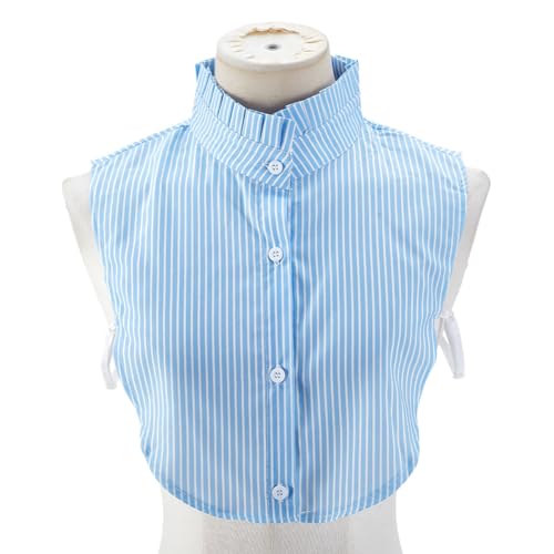 CRAFTYMELODY Abnehmbarer Kragen Blaue Streifen Falscher Kragen Halbes Hemd Falsche Dickey Polyester Peterpan Falscher Hals Hohe Viktorianische Kunstkrawatte Kostümzubehör CRAFTYMELODY Abnehmbarer Kragen Blaue Streifen Falscher Kragen Halbes Hemd Falsche Dickey Polyester Peterpan Falscher Hals Hohe Viktorianische Kunstkrawatte Kostümzubehör von CRAFTYMELODY