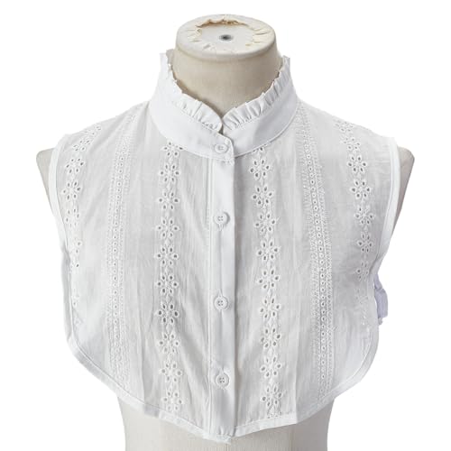 CRAFTYMELODY Abnehmbarer Kunstkragen Weißes Polyester Halbhemd Falscher Dickey Kragen Rüschen Jacquard Einsätze Ausgehöhlter Hoher Halsausschnitt Victoria Kunsthals Kostümzubehör CRAFTYMELODY Abnehmbarer Kunstkragen Weißes Polyester Halbhemd Falscher Dickey Kragen Rüschen Jacquard Einsätze Ausgehöhlter Hoher Halsausschnitt Victoria Kunsthals Kostümzubehör von CRAFTYMELODY