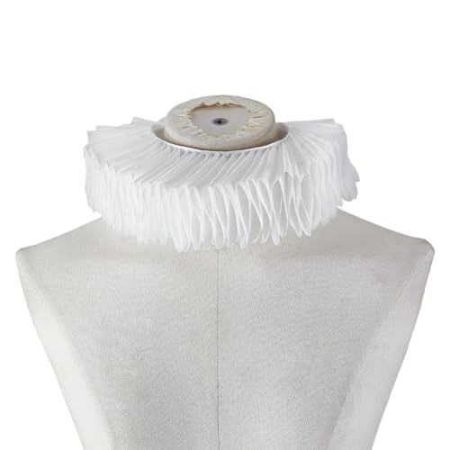 CRAFTYMELODY Elisabethanisches Rüschenhalsband Weiß Polyester Rüschen Renaissance Clown Kragen Kostüm Abnehmbar Cosplay Retro Clown Halsband Ausschnittbesatz von CRAFTYMELODY