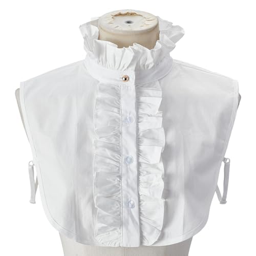 CRAFTYMELODY Kunstkragen Weißer Polyester Rüschenkragen Halbhemd Falsches Dickey Abnehmbarer Hals Mit Trägern Hochviktorianische Kunstkrawatte Kostümzubehör CRAFTYMELODY Kunstkragen Weißer Polyester Rüschenkragen Halbhemd Falsches Dickey Abnehmbarer Hals Mit Trägern Hochviktorianische Kunstkrawatte Kostümzubehör von CRAFTYMELODY