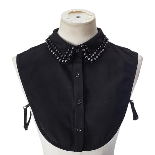 CRAFTYMELODY Schwarzer Kunstkragen Polyester Perlen Falscher Kragen Halbhemd Falscher Dickey Peterpan Abnehmbarer Falscher Hals Hohe Viktorianische Kunstkrawatte Kostümzubehör CRAFTYMELODY Schwarzer Kunstkragen Polyester Perlen Falscher Kragen Halbhemd Falscher Dickey Peterpan Abnehmbarer Falscher Hals Hohe Viktorianische Kunstkrawatte Kostümzubehör von CRAFTYMELODY