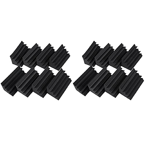 CRAKES 16 Pack von 4,6 Zoll x 4,6 Zoll x 9,5 Zoll Schwarz Schalldämmung Trap Akustische Wandschaum (16 Stück, Schwarz) von CRAKES